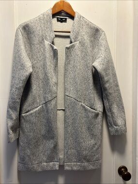 Express Light Gray Collarless Trench Coat